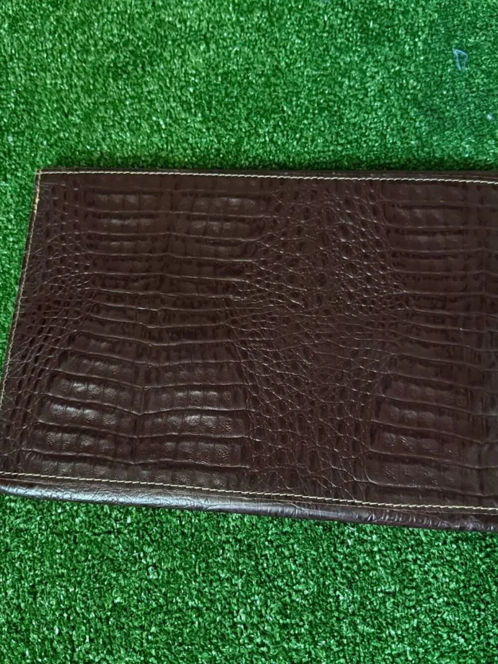 Ornare Brown Genuine Leather Croc Embossed Envelope Clutch Portfolio Purse Rare